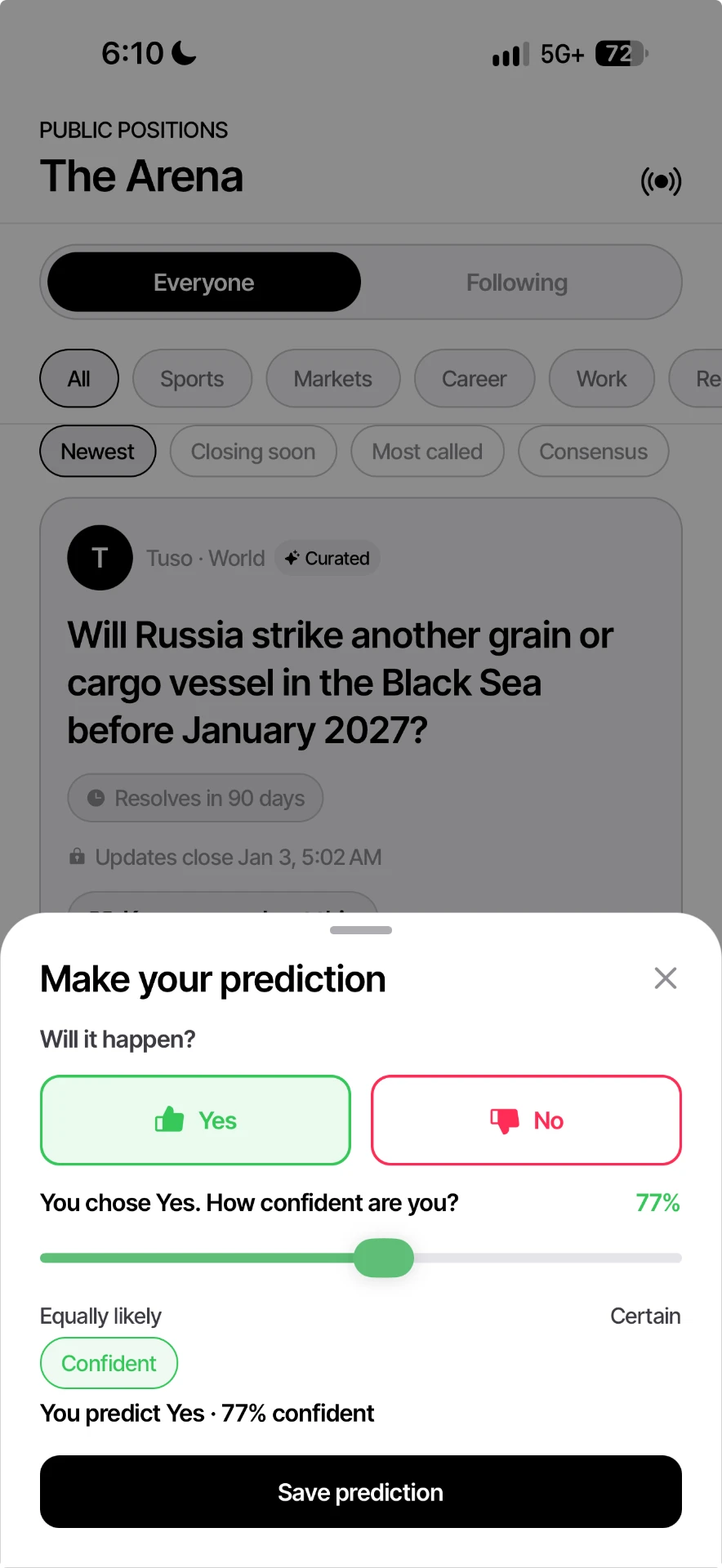 Predict screen in TUSO